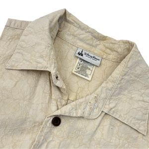 Vintage Disney Parks Mickey Paradise Hawaiian Shirt Men Beige Embroidered size M